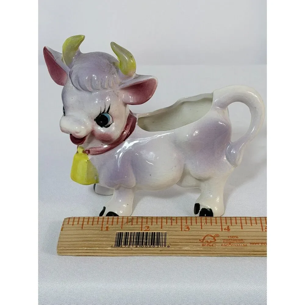 VTG Anthropomorphic Dairy Cow Planter Bell Made in Japan Farmhouse